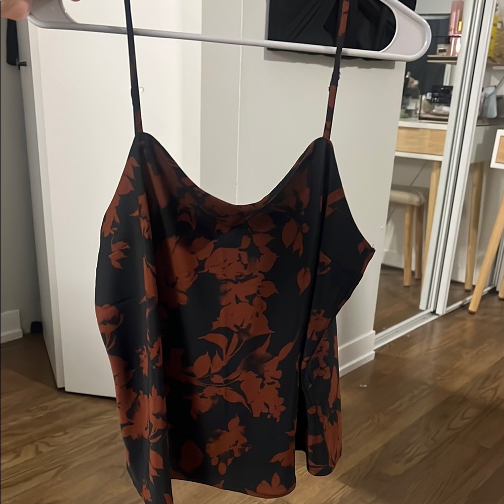 Floral Black and Burnt Orange Women's Top